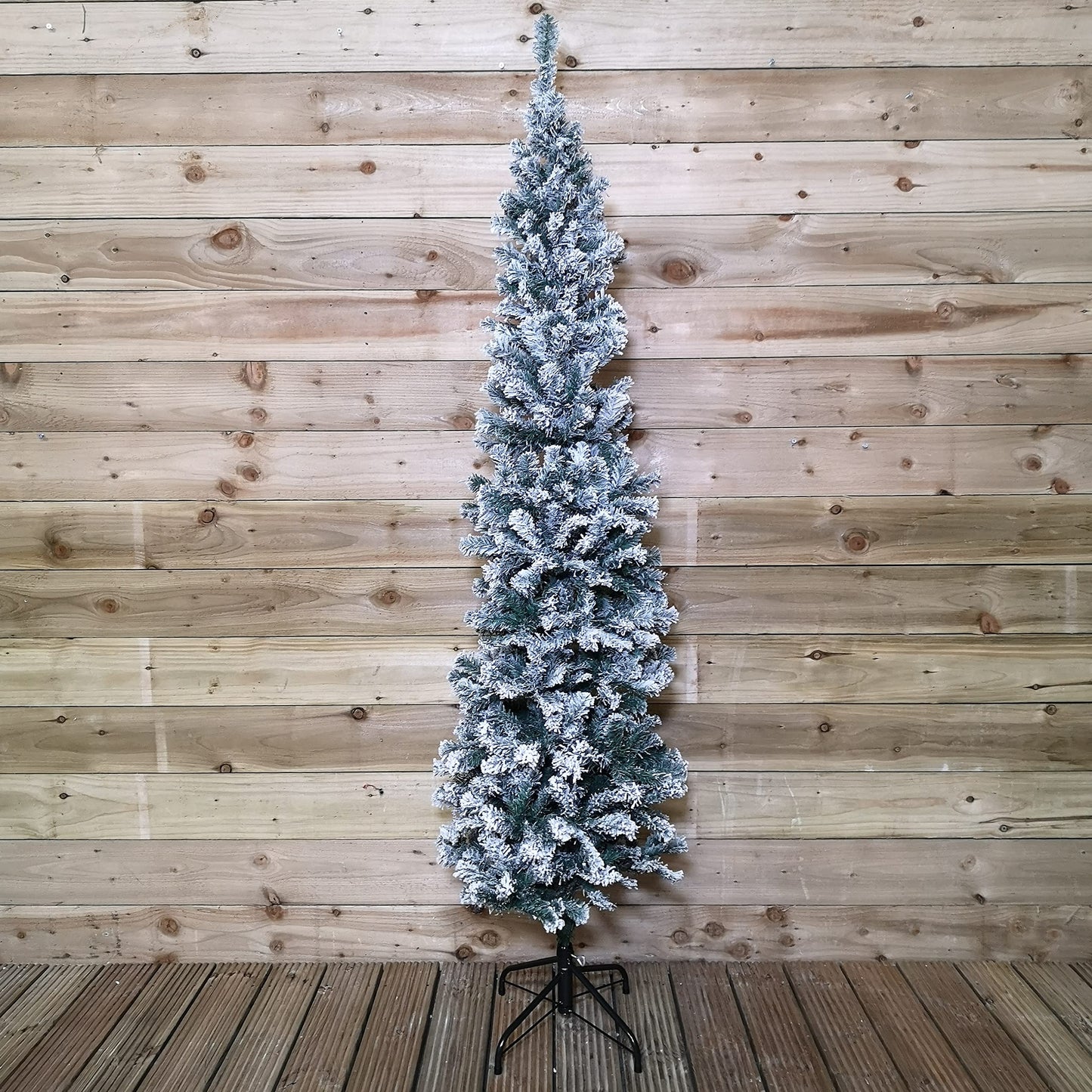 Factory Seconds: 6.5ft (2m) Snow Flocked PVC Spruce Pine Slim Christmas Tree in Green