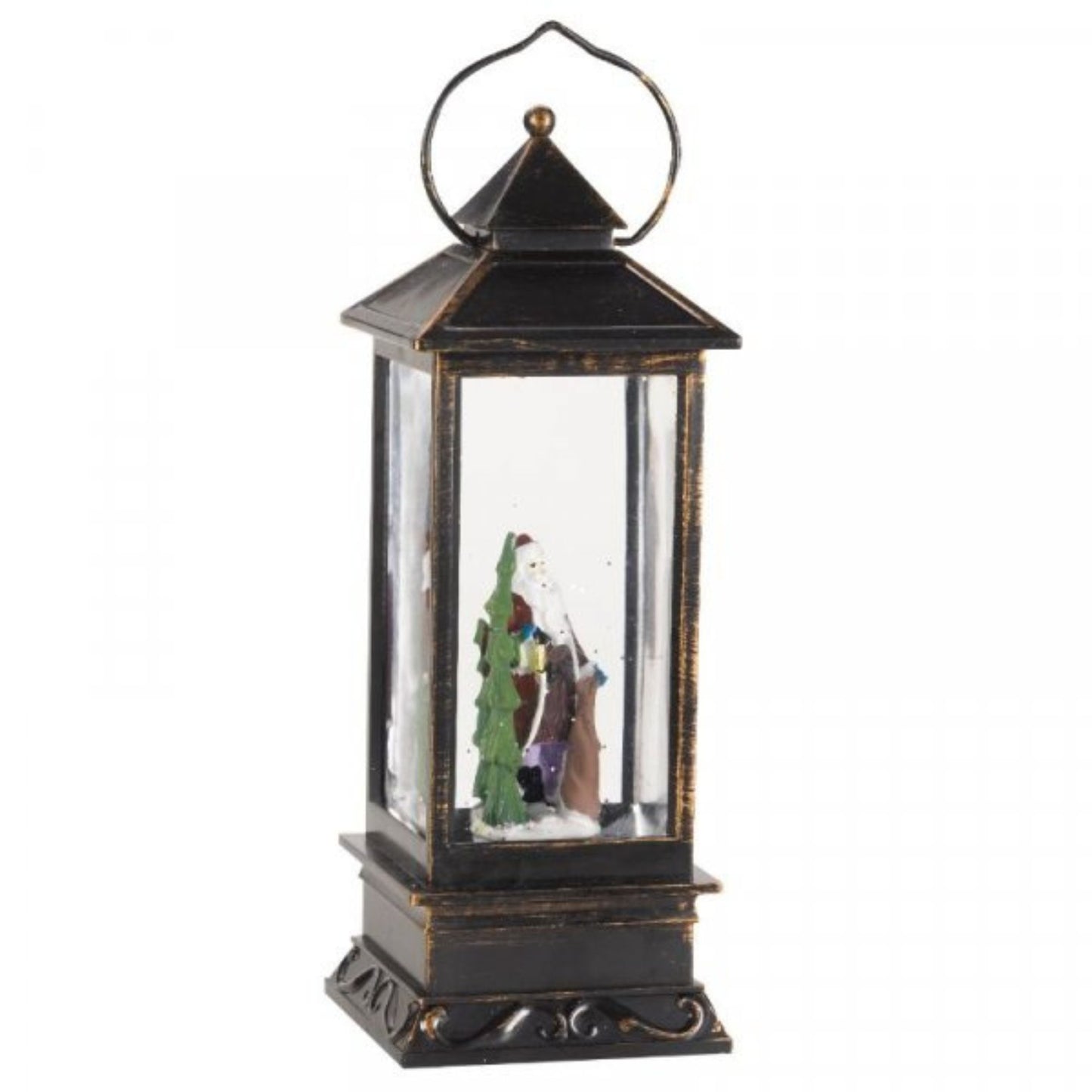 28cm Battery Operated Light up SnowSwirl Santa Christmas Lantern Decoration