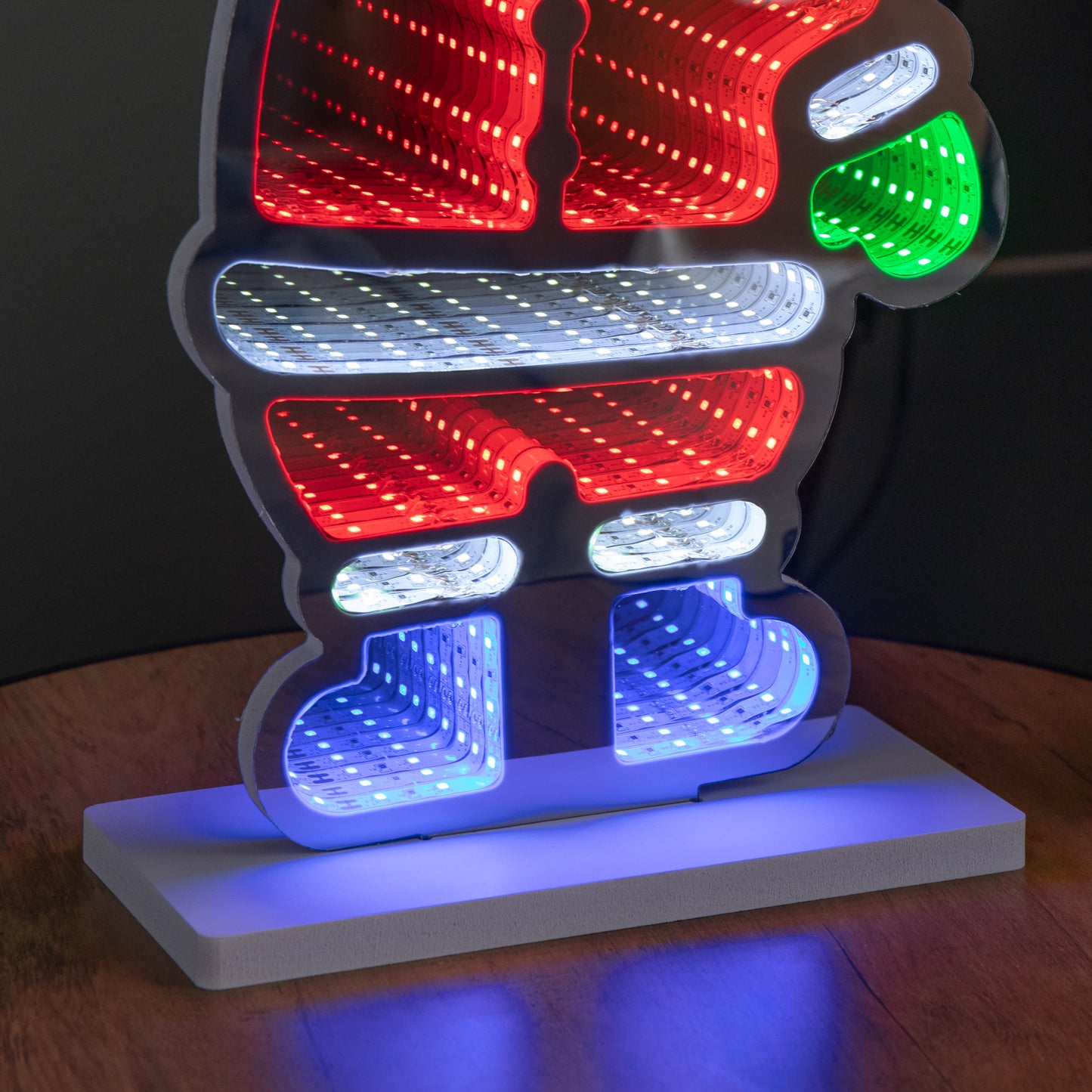 40cm Light up Waving Santa Infinity Light Christmas Decoration with Multi-Coloured LEDs