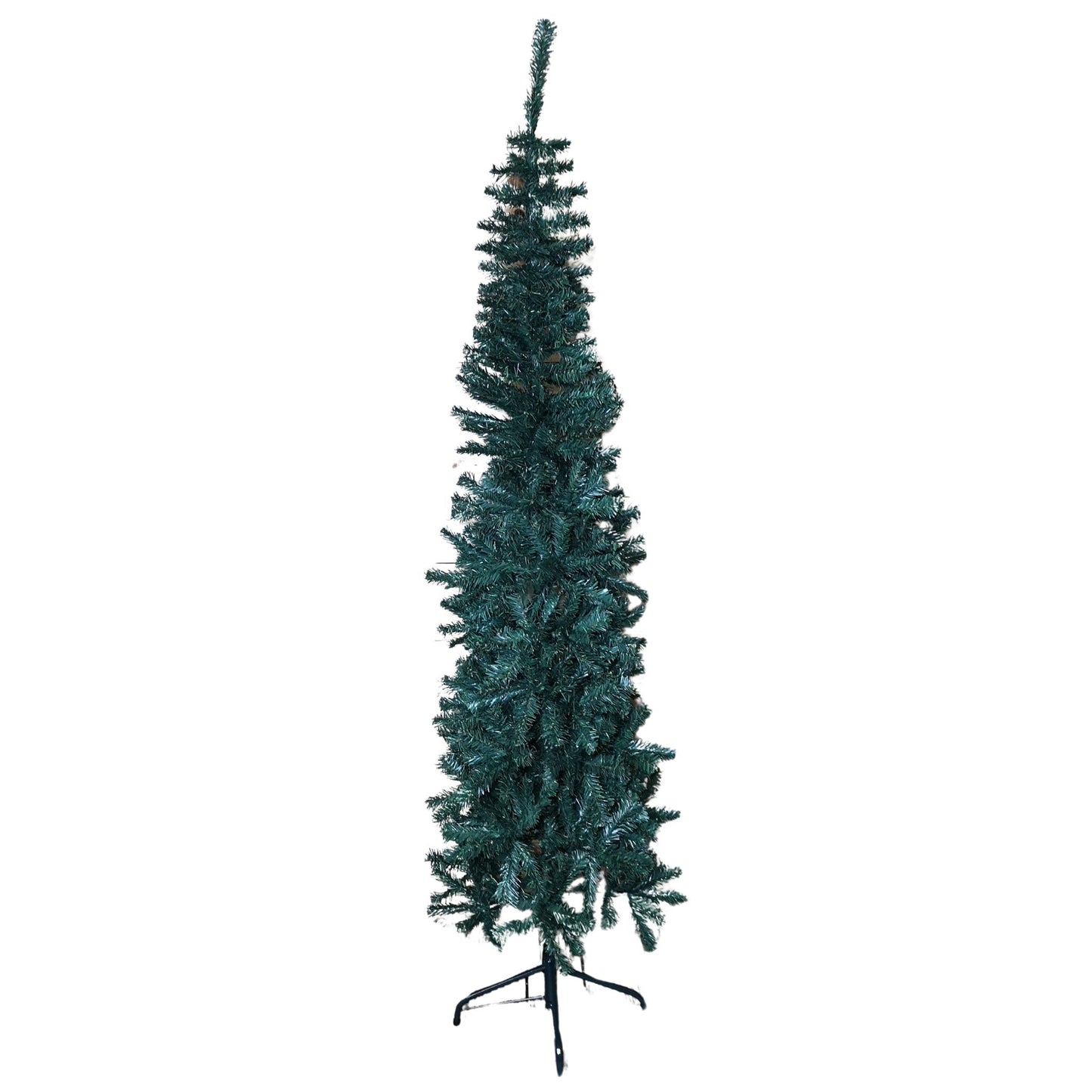 Factory Seconds: 6.5ft (2m) Plain Green Pencil Style PVC Spruce Pine Slim Christmas Tree with Stand