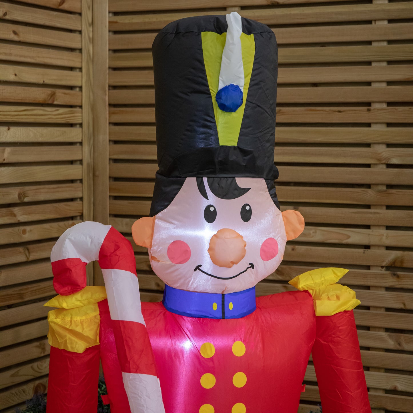 1.8m (6ft) Light up Toy Soldier with Candy Cane Christmas Inflatable Decoration