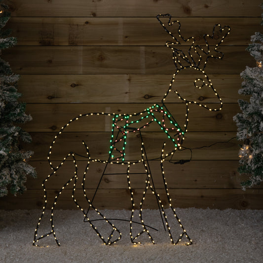 1.4m x 86cm Light up FlexiBrights Standing Christmas Reindeer with 420 Multi-Coloured LEDs