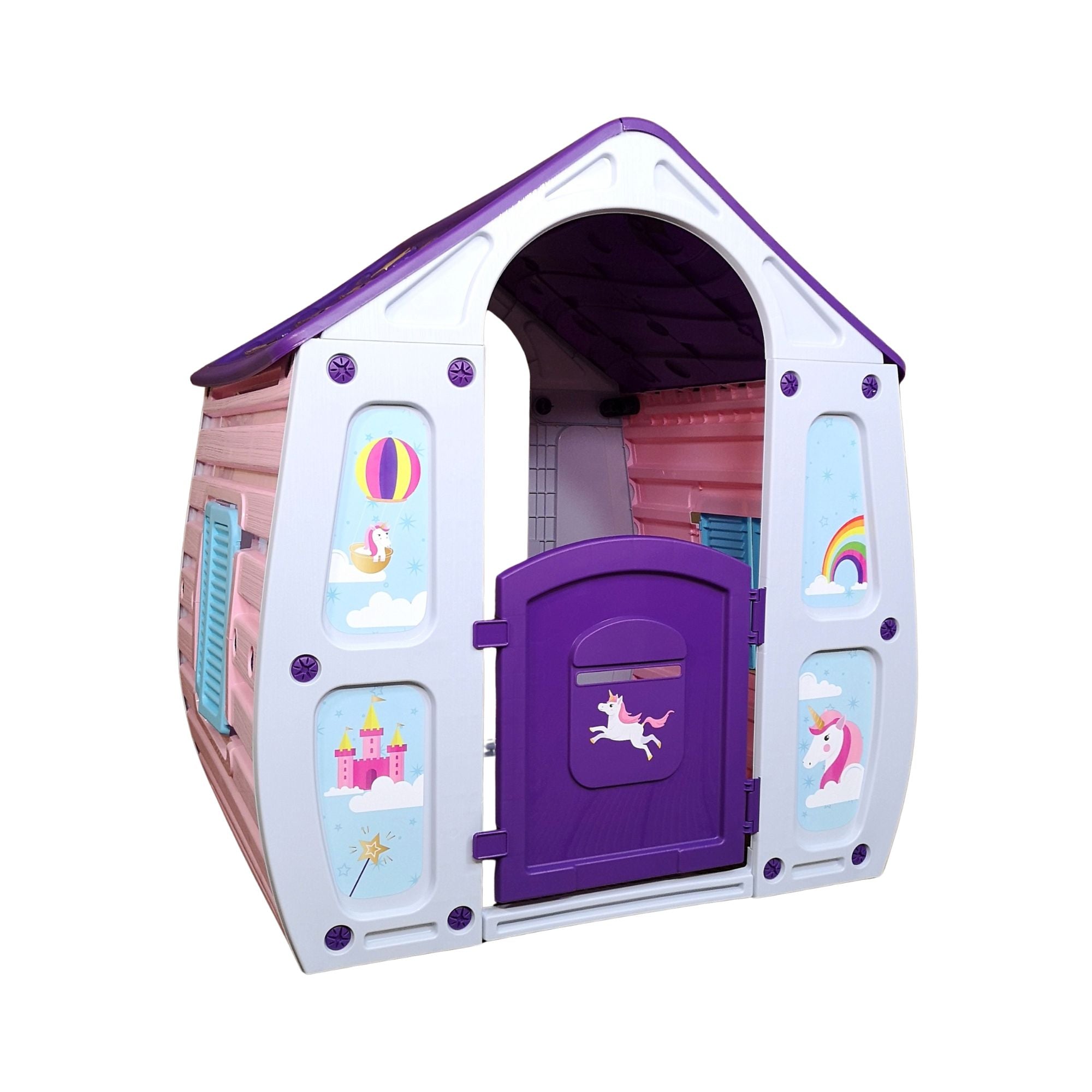 1.09m Purple Kids Indoor Outdoor Plastic Wendy House Unicorn Magical Playhouse