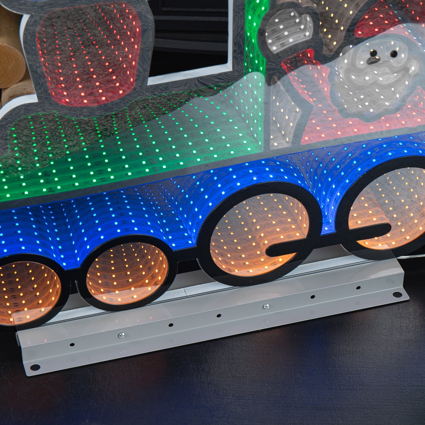 63cm Light up Christmas Train Infinity Decoration with Santa & LEDs