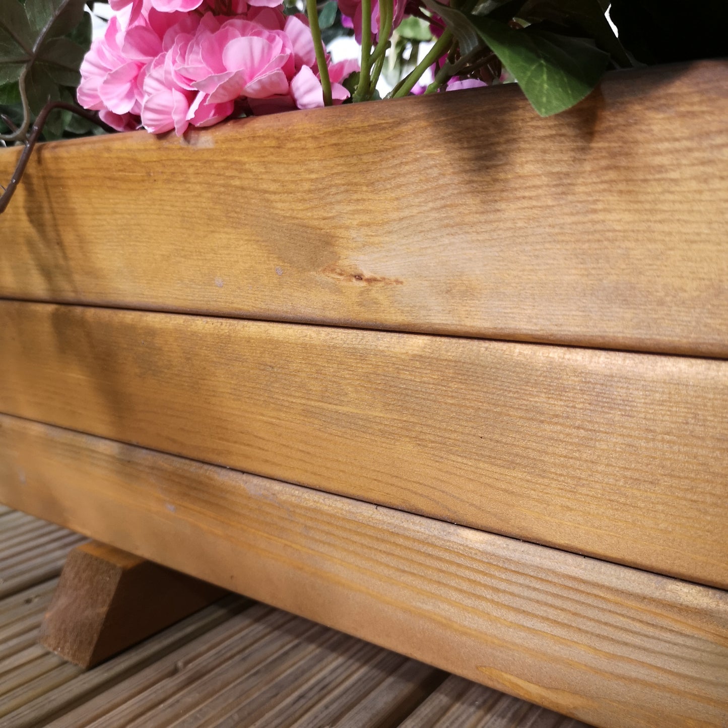 Tom Chambers Hand Made 87cm x 28cm Traditional Rustic Wooden Large Garden Trough Flower Bed Planter