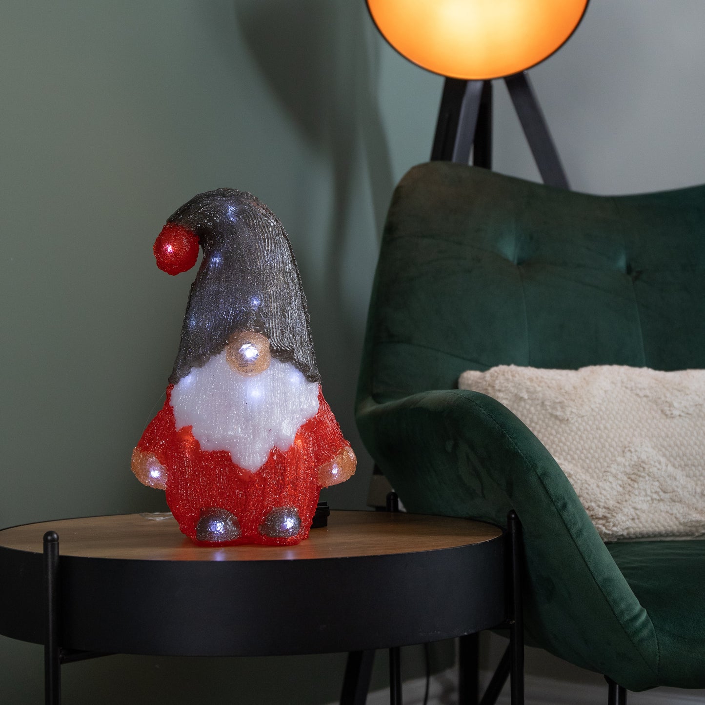 30cm Battery Operated Light up Christmas Gonk with Cool White LEDs