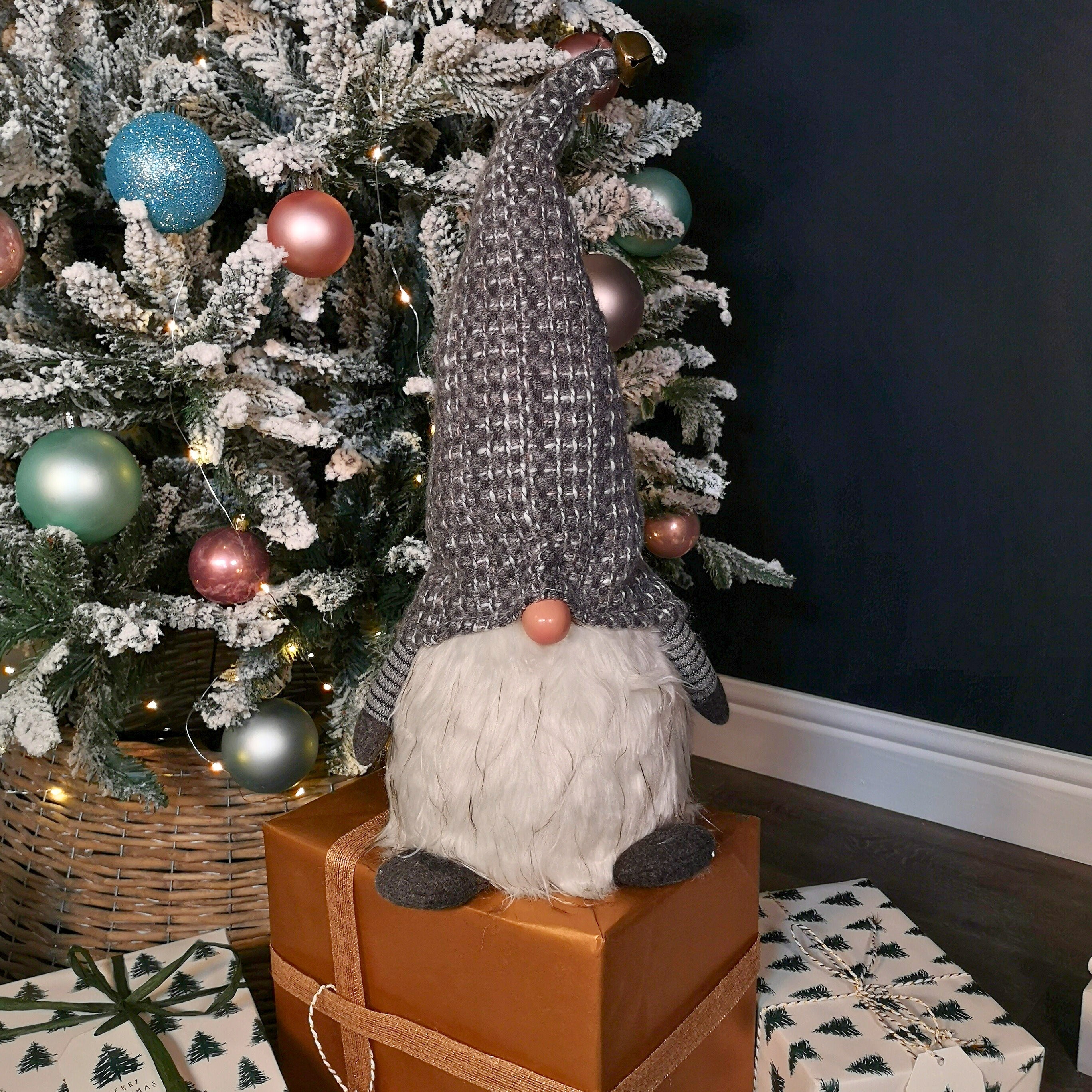 50cm Battery Operated Christmas Sitting Gonk Decoration in Dark Grey