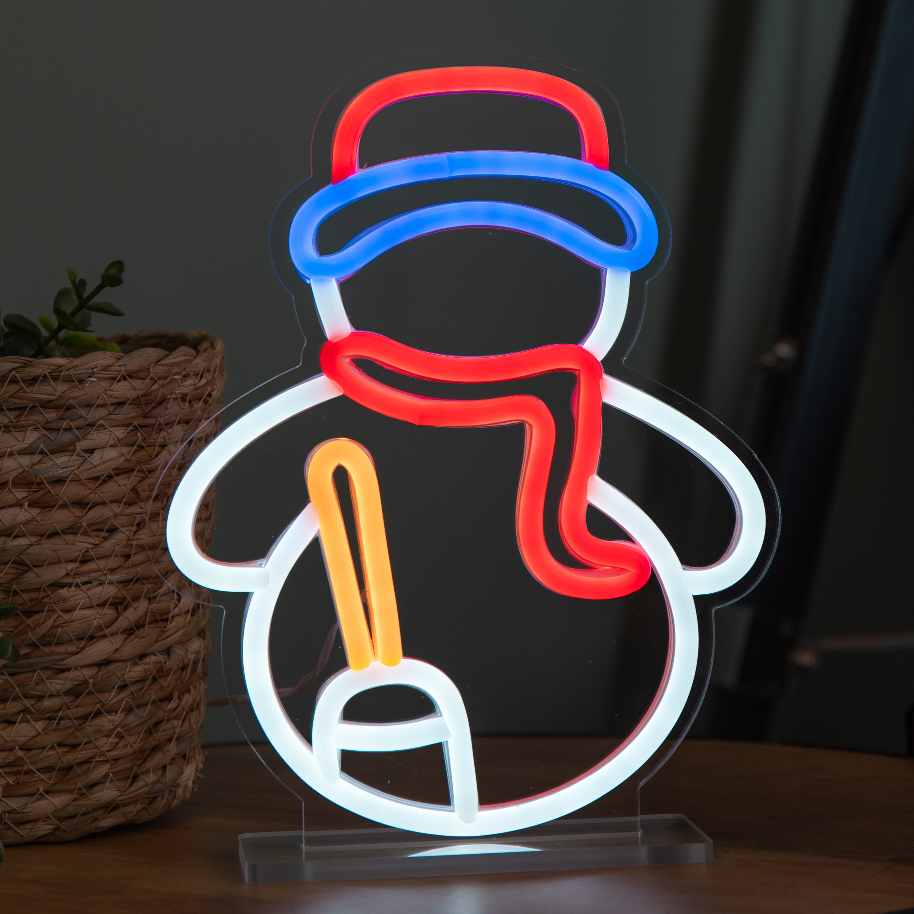 24cm Light up Christmas Snowman Table Top Neon Sign