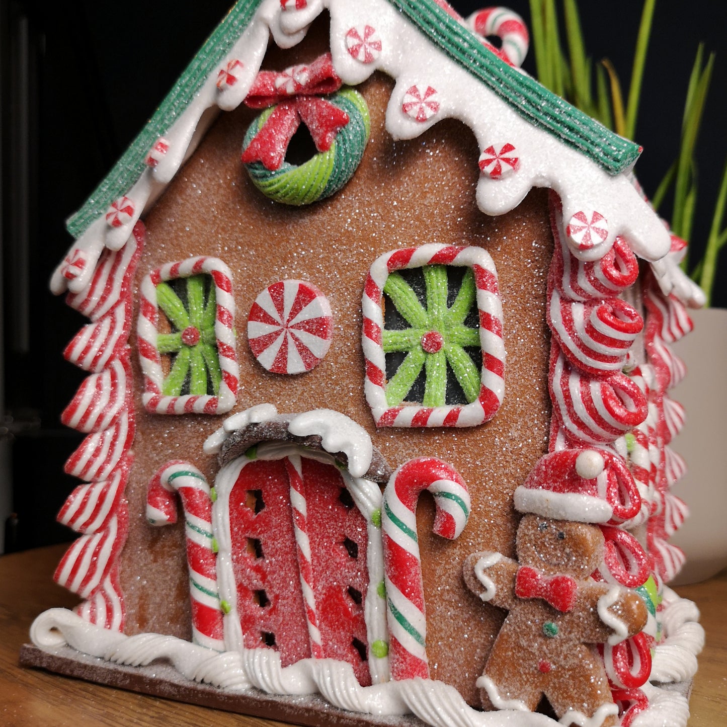 23cm Battery Operated LED Christmas Gingerbread Candy Chalet Decoration