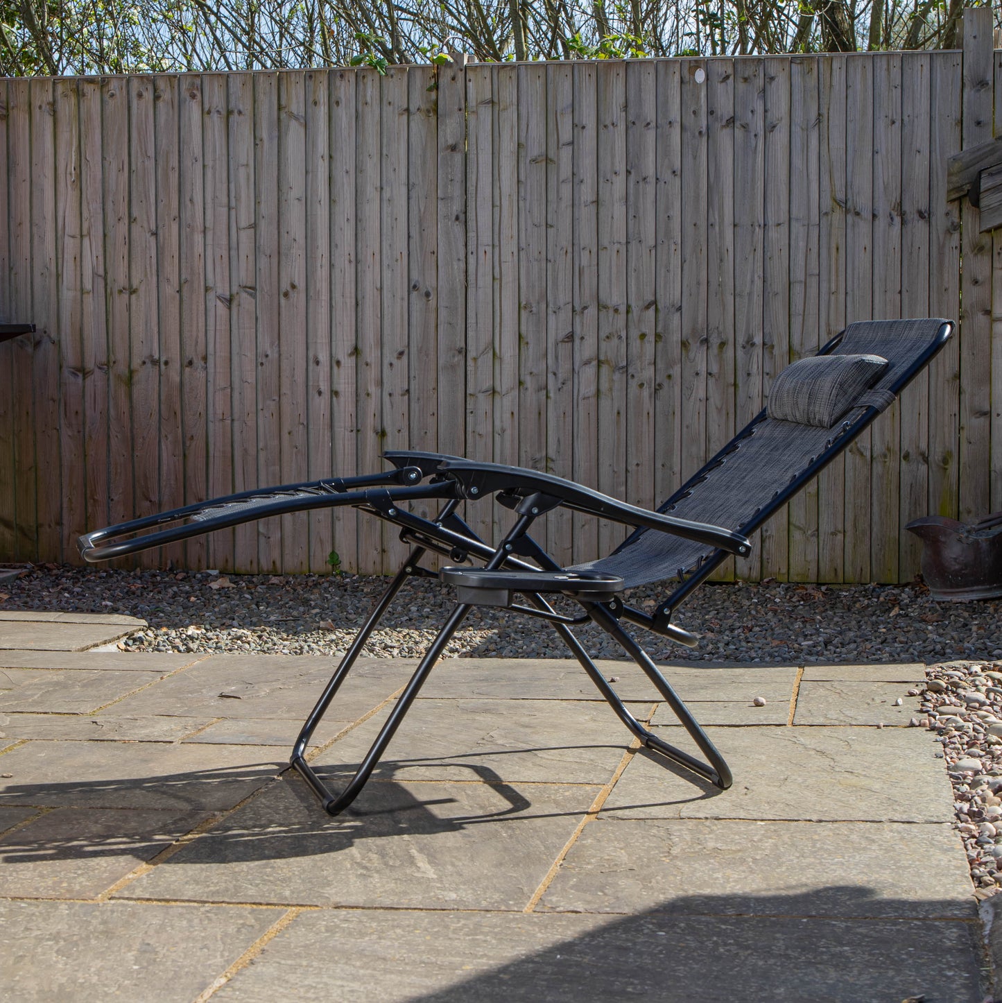 Set of 2 Multi Position Zero Gravity Relaxer Chair Sun Lounger in Mixed Grey