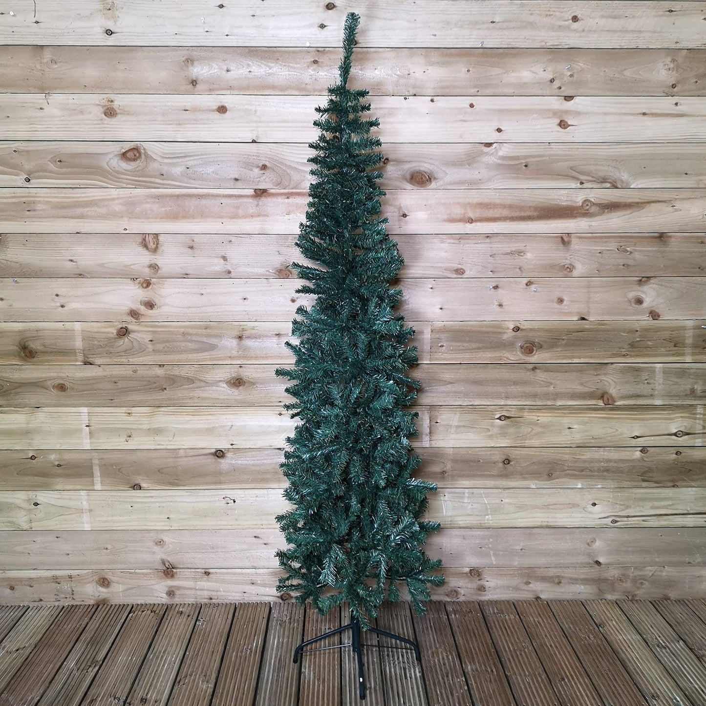 Factory Seconds: 6.5ft (2m) Plain Green Pencil Style PVC Spruce Pine Slim Christmas Tree with Stand