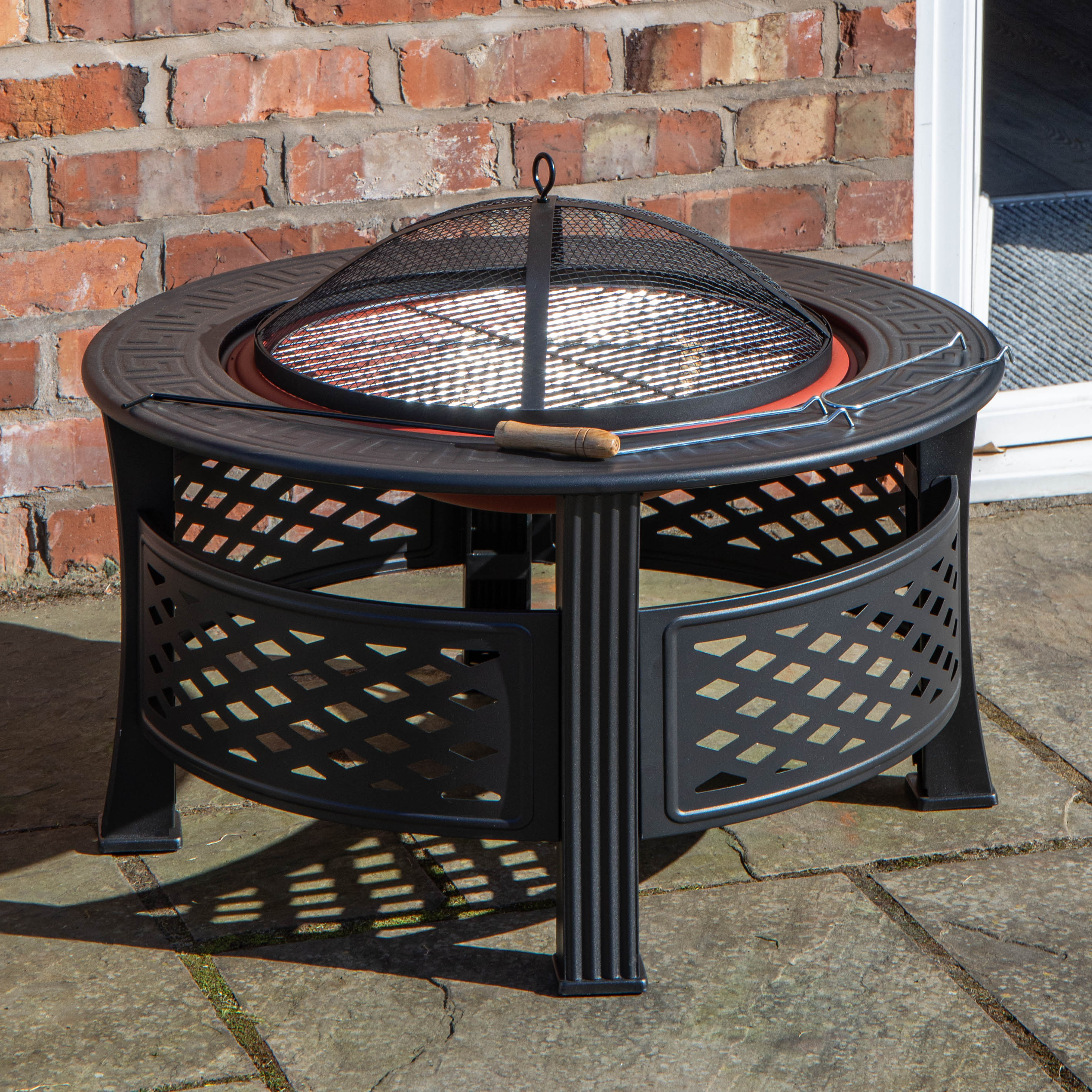 Samuel Alexander 80x58cm Black Steel Garden Patio Firepit Heater BBQ with Cover