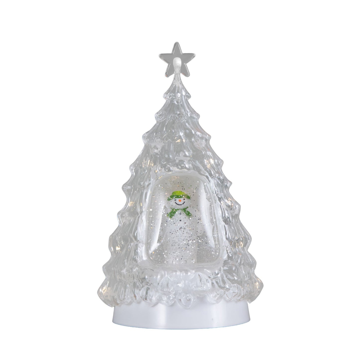 33cm Battery Operated Light up Christmas Tree Water Spinner with The Snowman & LEDs