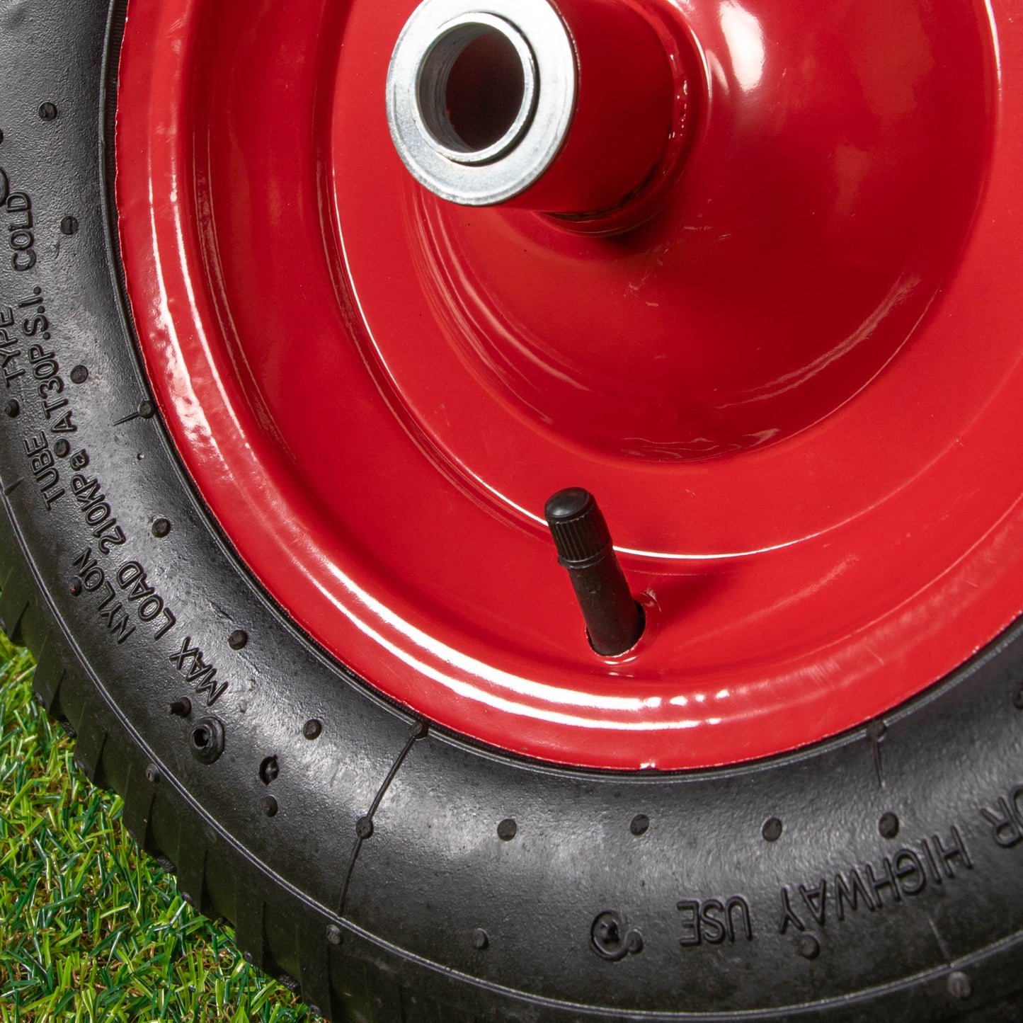 Replacement 15" x 4" Pneumatic Heavy Duty Garden Wheelbarrow Wheel & Axel In Red