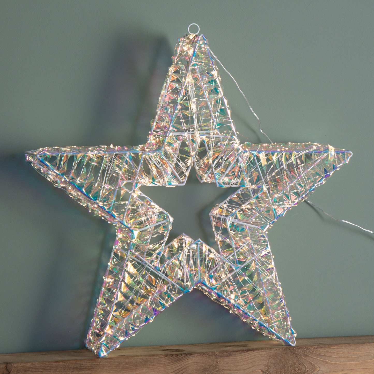 60cm Light up Iridescent Shimmer Christmas Star with 1440 Warm White LEDs