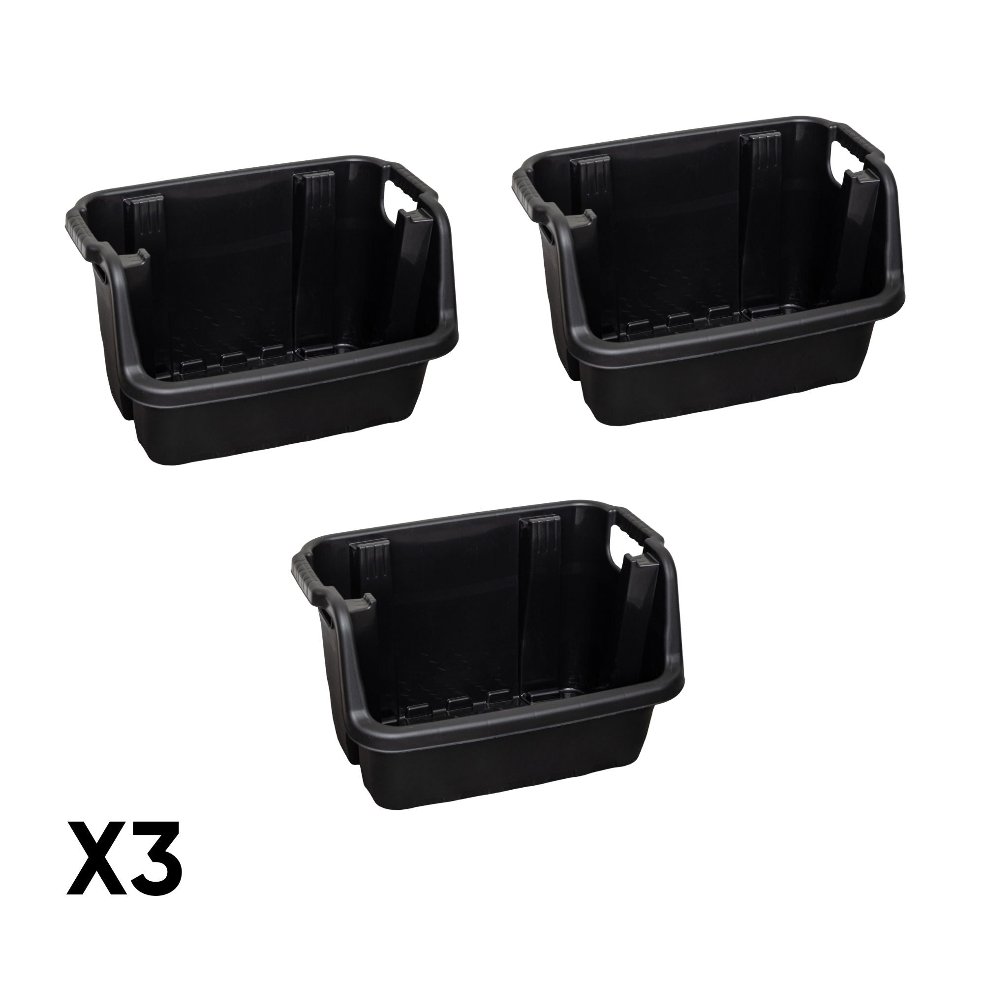 3 Pack of 36x 59cm Heavy Duty Stackable Pick Bin Crates
