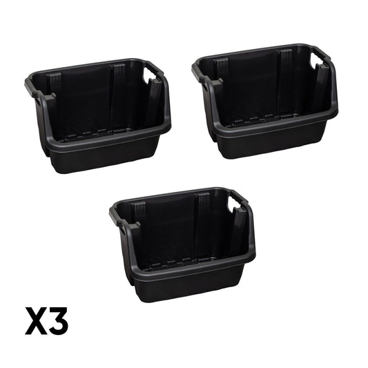 3 Pack of 36x 59cm Heavy Duty Stackable Pick Bin Crates