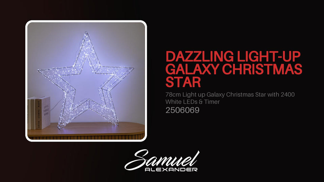 78cm Light up Galaxy Christmas Star with 2400 White LEDs & Timer
