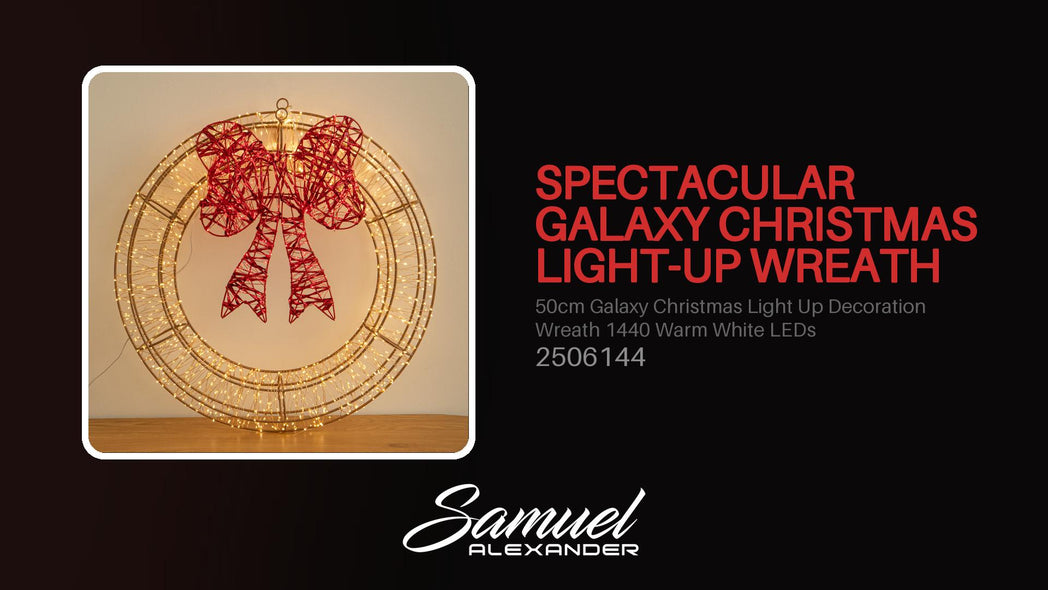 50cm Galaxy Christmas Light Up Decoration Wreath 1440 Warm White LEDs