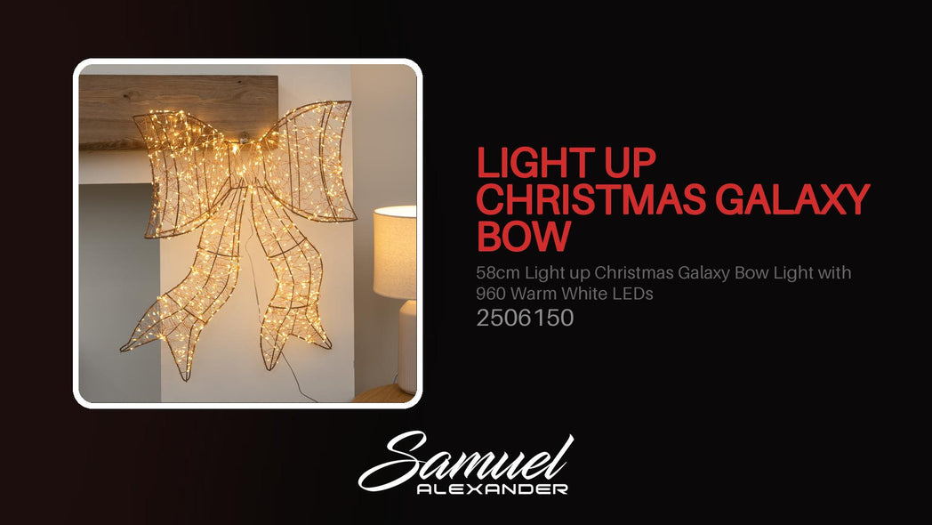 58cm Light up Christmas Galaxy Bow Light with 960 Warm White LEDs