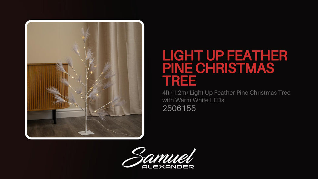 4ft (1.2m) Light Up Feather Pine Christmas Tree with Warm White LEDs