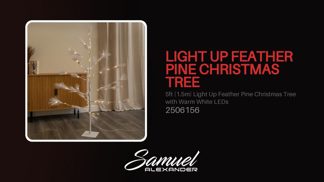5ft (1.5m) Light Up Feather Pine Christmas Tree with Warm White LEDs