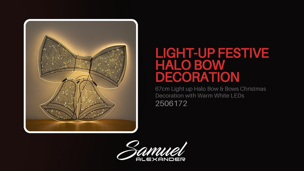 67cm Light up Halo Bow & Bows Christmas Decoration with Warm White LEDs