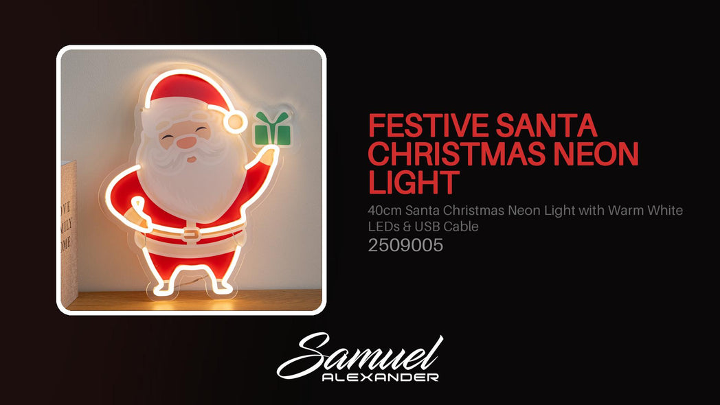 40cm Santa Christmas Neon Light with Warm White LEDs & USB Cable
