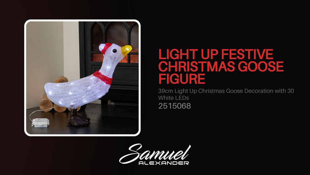 39cm Light Up Christmas Goose Decoration with 30 White LEDs