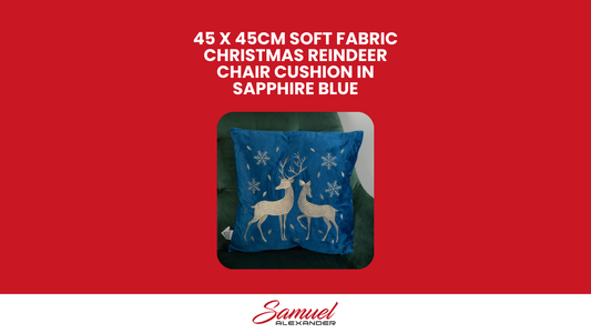 45 x 45cm Soft Fabric Christmas Reindeer Chair Cushion in Sapphire Blue
