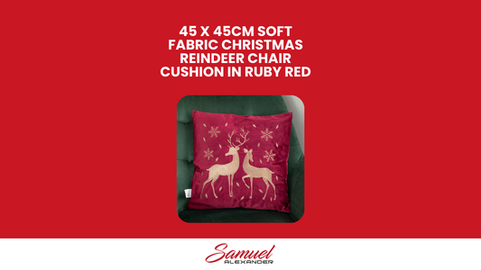 45 x 45cm Soft Fabric Christmas Reindeer Chair Cushion in Ruby Red