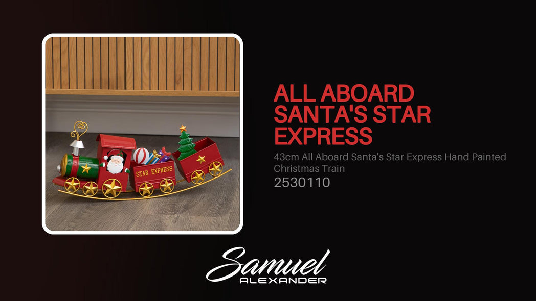 43cm All Aboard Santa's Star Express Hand Painted Christmas Train