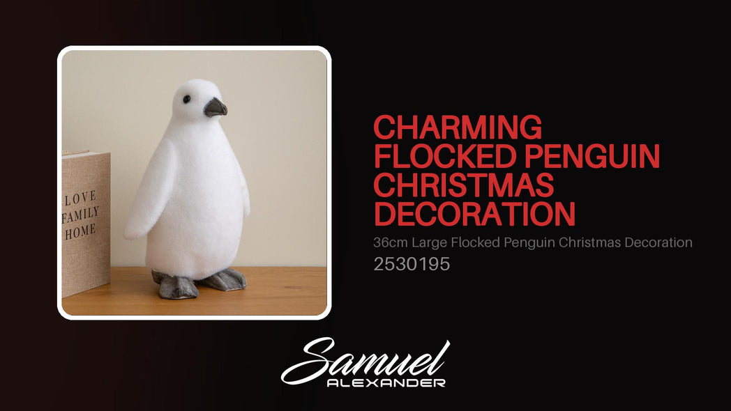36cm Large Flocked Penguin Christmas Decoration