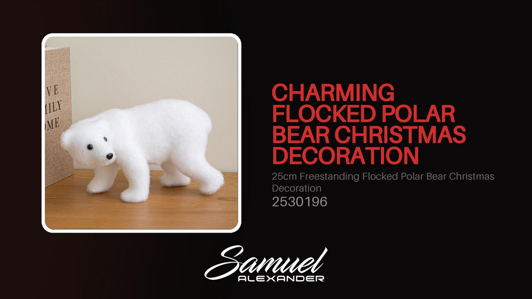 25cm Freestanding Flocked Polar Bear Christmas Decoration