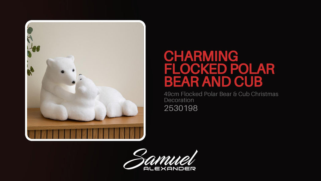 49cm Flocked Polar Bear & Cub Christmas Decoration