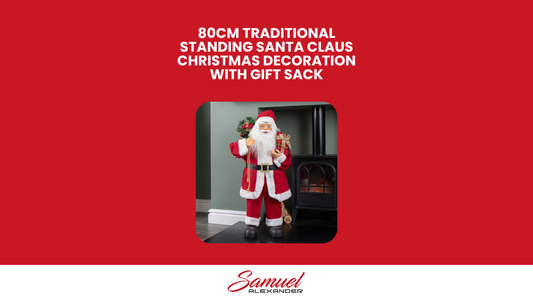 80cm Red Standing Santa Claus Indoor Decoration with Present and Green Sack