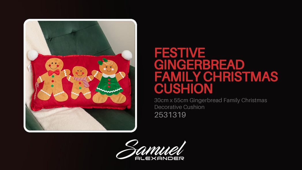 30cm x 55cm Gingerbread Family Christmas Decorative Cushion