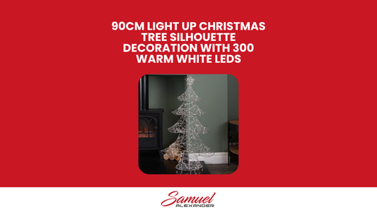 90cm Light Up Tree Christmas Decoration with 300 Warm White LEDs
