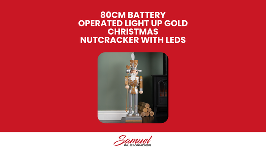 80cm Battery Operated Light up Christmas Gold Nutcracker with LEDs