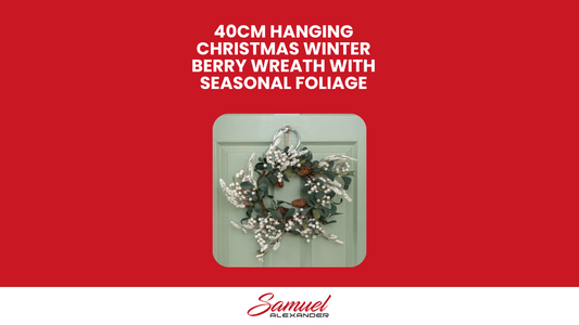 40cm Hanging Christmas Winter Berry Wreath with Seasonal Foliage