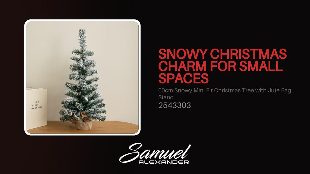60cm Snowy Mini Fir Christmas Tree with Jute Bag Stand