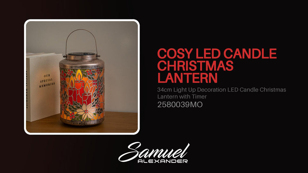 34cm Light Up Decoration LED Candle Christmas Lantern with Timer