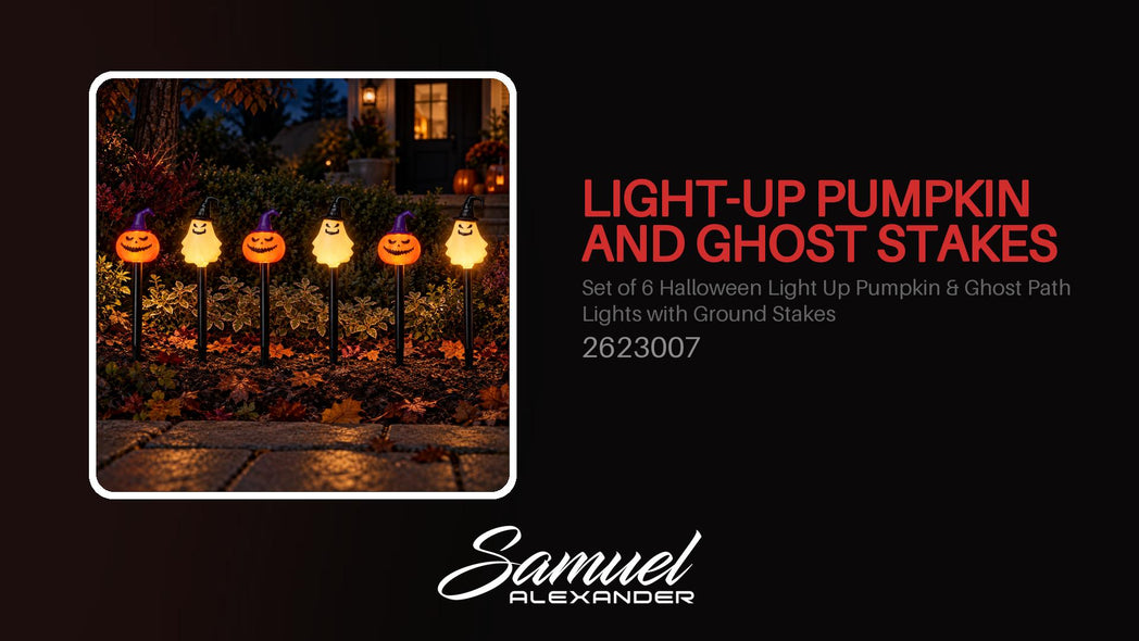 Set of 6 Halloween Light Up Pumpkin & Ghost Path Lights with Ground Stakes