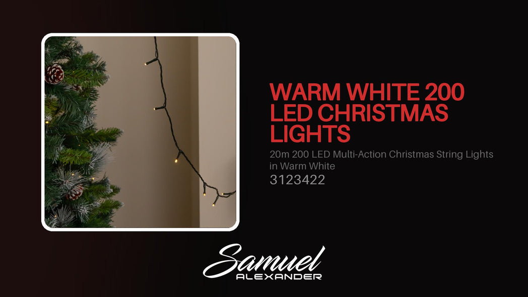 20m 200 LED Multi-Action Christmas String Lights in Warm White