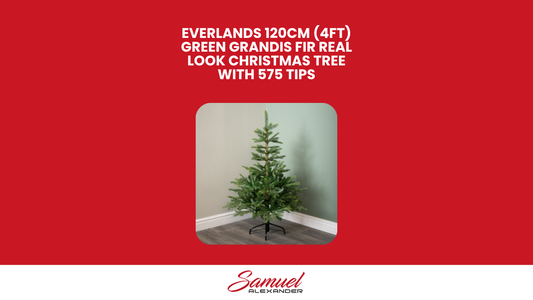 Everlands 120cm (4ft) Green Grandis Fir Real Look Christmas Tree with 575 Tips