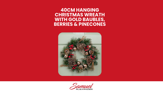 40cm Gold Dressed Christmas Wreath, Baubles, Pinecones and Berries