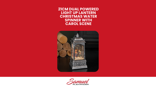 21cm Battery Operated Christmas Carol Scene Glitter Water Spinner Lantern