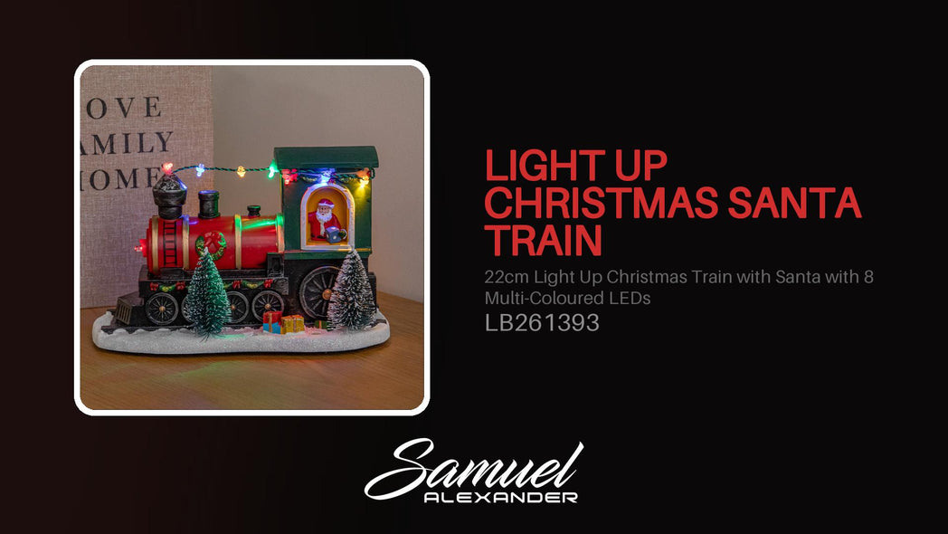 22cm Light Up Christmas Train with Santa with 8 Multi-Coloured LEDs