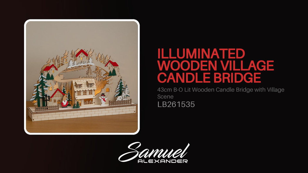 43cm Wooden Christmas Candle Bridge LED Village Decoration