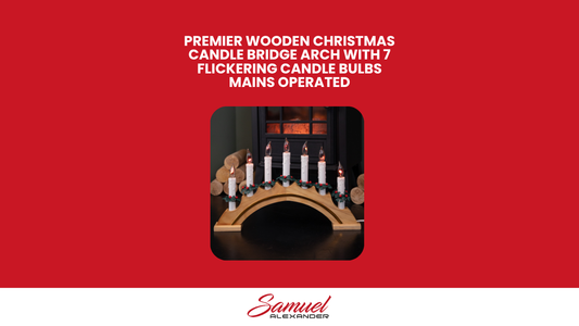 Premier Wooden Christmas Candle Bridge Arch with 7 Flickering Candle Bulbs Mains Operated